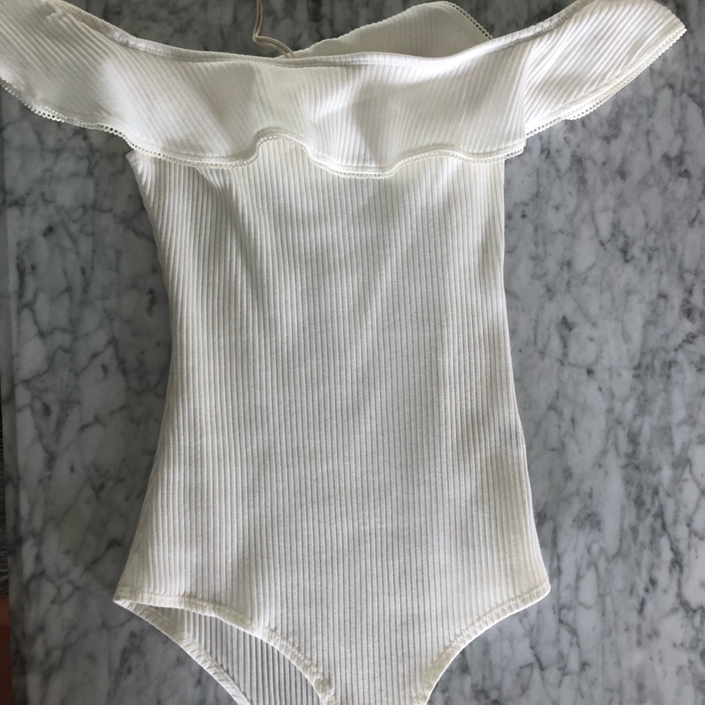 Off the shoulder ivory bodysuit